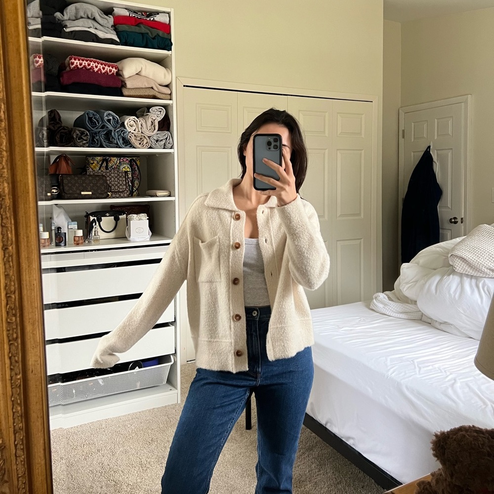 Cream Button-down Sweater